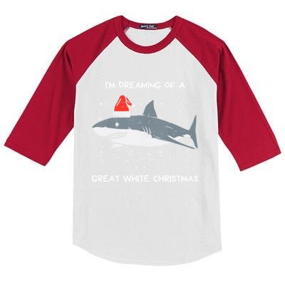 Christmas Shark Santa Hat Xmas Santa Jaws Funny Shark Pun Gift Kids Colorblock Raglan Jersey