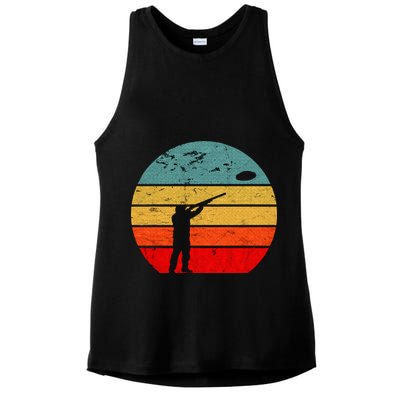 Clay Skeet Shooting Trap Shooting Retro Vintage Sunset Ladies PosiCharge Tri-Blend Wicking Tank