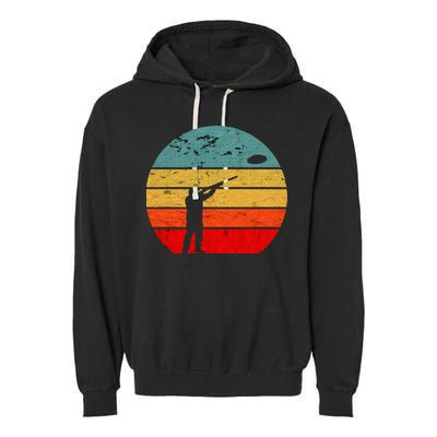 Clay Skeet Shooting Trap Shooting Retro Vintage Sunset Garment-Dyed Fleece Hoodie