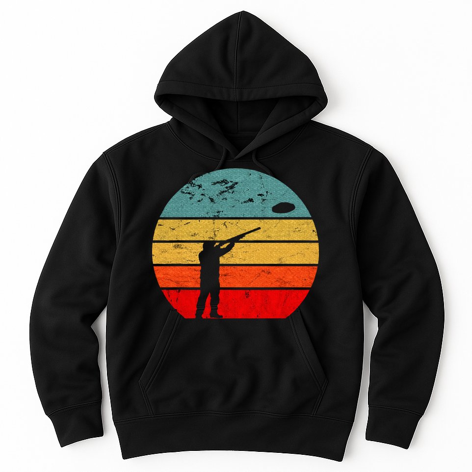 Clay Skeet Shooting Trap Shooting Retro Vintage Sunset Hoodie