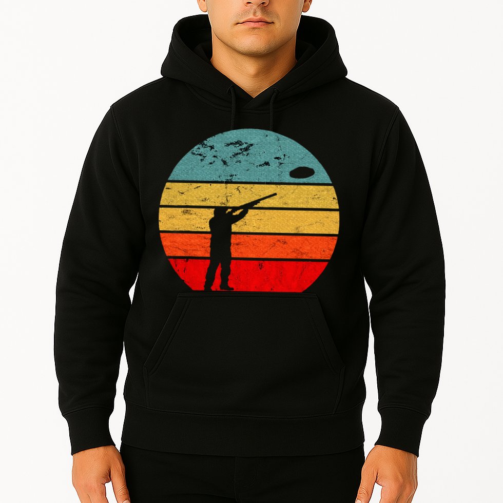 Clay Skeet Shooting Trap Shooting Retro Vintage Sunset Hoodie