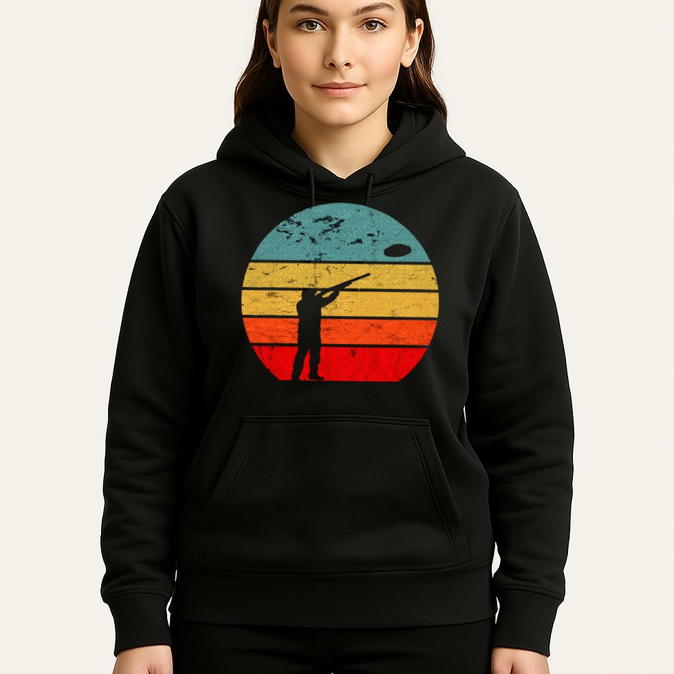 Clay Skeet Shooting Trap Shooting Retro Vintage Sunset Hoodie