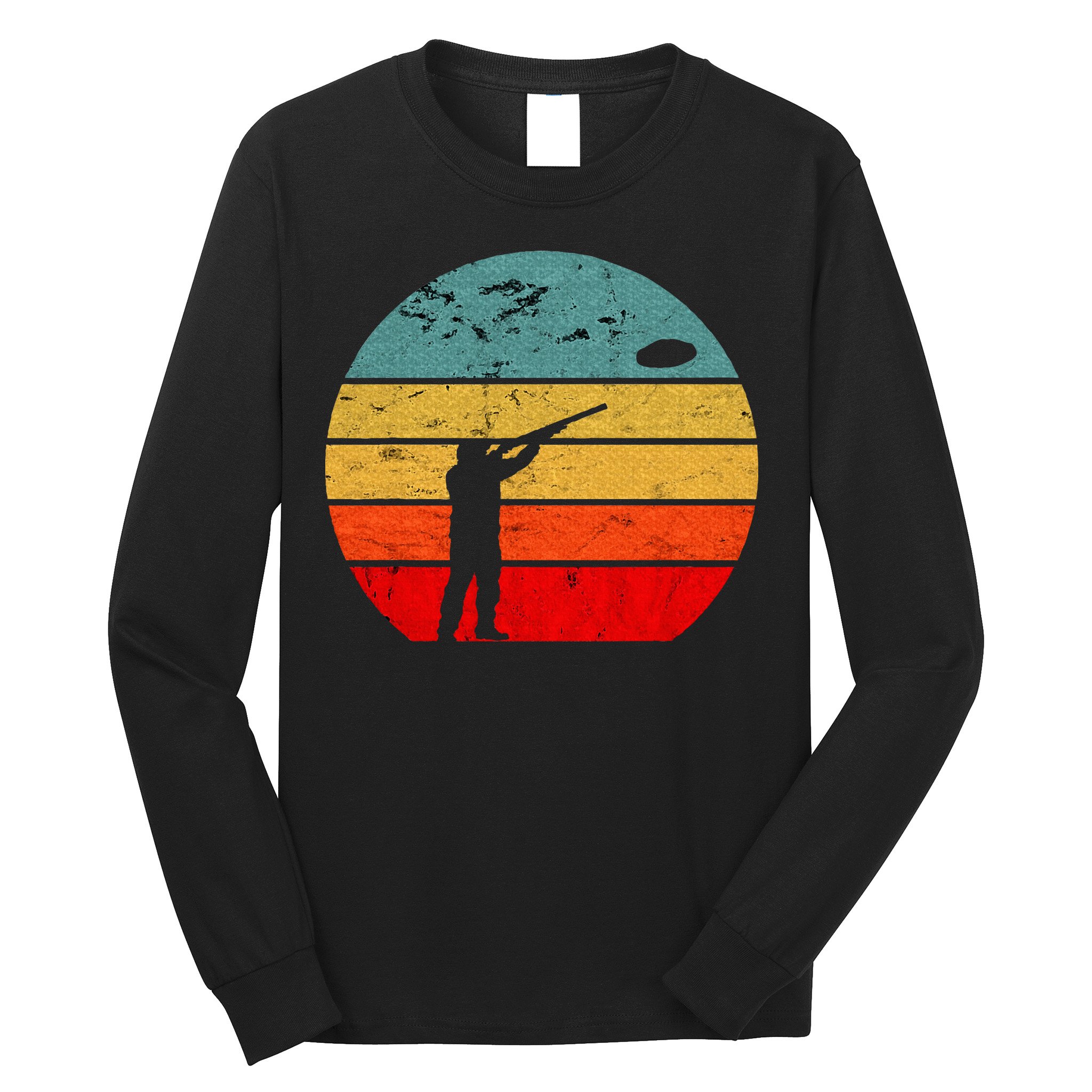 Clay Skeet Shooting Trap Shooting Retro Vintage Sunset Long Sleeve Shirt