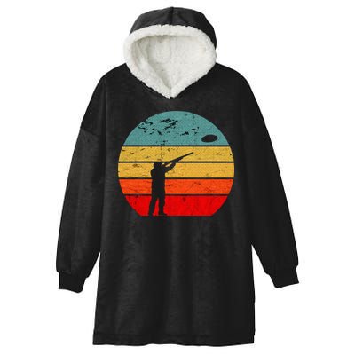 Clay Skeet Shooting Trap Shooting Retro Vintage Sunset Hooded Wearable Blanket