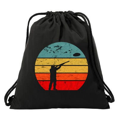 Clay Skeet Shooting Trap Shooting Retro Vintage Sunset Drawstring Bag