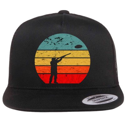 Clay Skeet Shooting Trap Shooting Retro Vintage Sunset Flatbill Hat