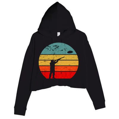 Clay Skeet Shooting Trap Shooting Retro Vintage Sunset Crop Fleece Hoodie