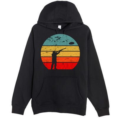 Clay Skeet Shooting Trap Shooting Retro Vintage Sunset Premium Pullover Hoodie