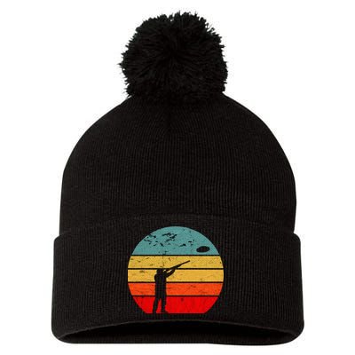 Clay Skeet Shooting Trap Shooting Retro Vintage Sunset Pom Pom 12in Knit Beanie