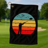 Clay Skeet Shooting Trap Shooting Retro Vintage Sunset Golf Towel