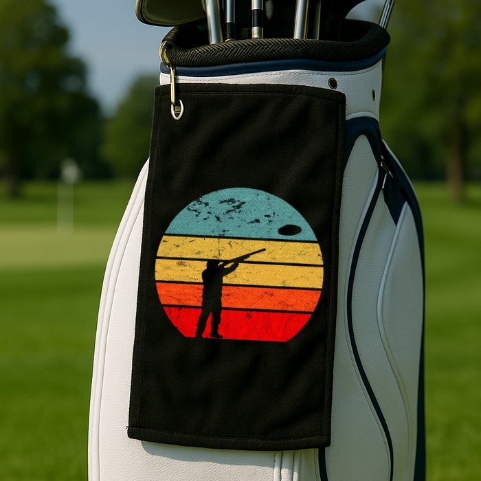 Clay Skeet Shooting Trap Shooting Retro Vintage Sunset Golf Towel