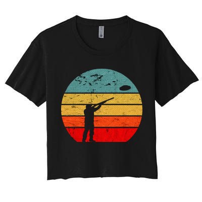 Clay Skeet Shooting Trap Shooting Retro Vintage Sunset Crop Top