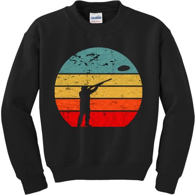 Clay Skeet Shooting Trap Shooting Retro Vintage Sunset Kids Sweatshirt