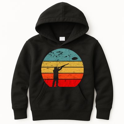 Clay Skeet Shooting Trap Shooting Retro Vintage Sunset Kids Hoodie
