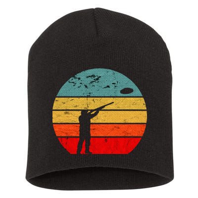 Clay Skeet Shooting Trap Shooting Retro Vintage Sunset Short Acrylic Beanie