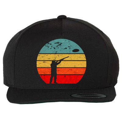 Clay Skeet Shooting Trap Shooting Retro Vintage Sunset Wool Snapback Cap