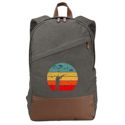 Clay Skeet Shooting Trap Shooting Retro Vintage Sunset Cotton Canvas Backpack