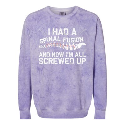 Cool Scoliosis Spinal Fusion Gift Back Surgery Recovery Gift Colorblast Crewneck Sweatshirt