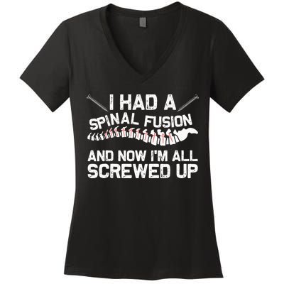 Cool Scoliosis Spinal Fusion Gift Back Surgery Recovery Gift Women's V-Neck T-Shirt