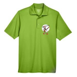 Christmas Santa Skeletons Playing Guitar Bass Guitarist Men's Origin Performance Pique Polo