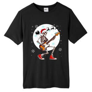 Christmas Santa Skeletons Playing Guitar Bass Guitarist Tall Fusion ChromaSoft Performance T-Shirt