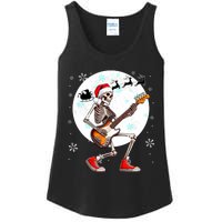 Christmas Santa Skeletons Playing Guitar Bass Guitarist Ladies Essential Tank