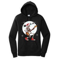 Christmas Santa Skeletons Playing Guitar Bass Guitarist Women's Pullover Hoodie