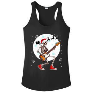 Christmas Santa Skeletons Playing Guitar Bass Guitarist Ladies PosiCharge Competitor Racerback Tank