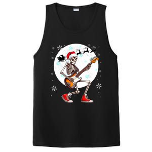 Christmas Santa Skeletons Playing Guitar Bass Guitarist PosiCharge Competitor Tank