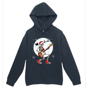 Christmas Santa Skeletons Playing Guitar Bass Guitarist Urban Pullover Hoodie