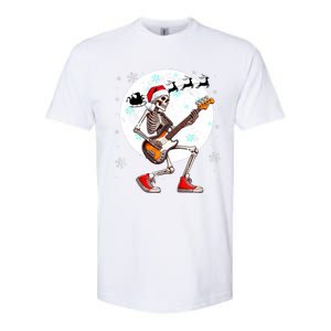 Christmas Santa Skeletons Playing Guitar Bass Guitarist Softstyle CVC T-Shirt