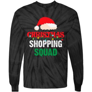 Christmas Shopping Squad Holiday Shopper Group Santa Hat Tie-Dye Long Sleeve Shirt