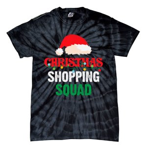 Christmas Shopping Squad Holiday Shopper Group Santa Hat Tie-Dye T-Shirt