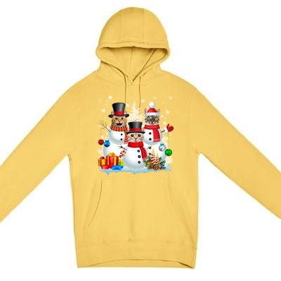 Cat Snow Santa Christmas Light Cat Mom Cat Dad Cat Lover Gift Premium Pullover Hoodie