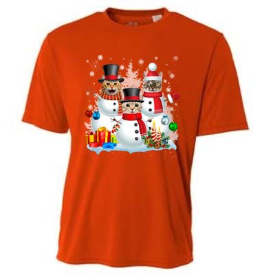 Cat Snow Santa Christmas Light Cat Mom Cat Dad Cat Lover Gift Cooling Performance Crew T-Shirt