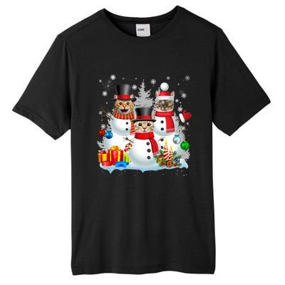 Cat Snow Santa Christmas Light Cat Mom Cat Dad Cat Lover Gift Tall Fusion ChromaSoft Performance T-Shirt