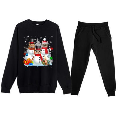 Cat Snow Santa Christmas Light Cat Mom Cat Dad Cat Lover Gift Premium Crewneck Sweatsuit Set