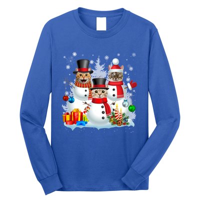 Cat Snow Santa Christmas Light Cat Mom Cat Dad Cat Lover Gift Long Sleeve Shirt