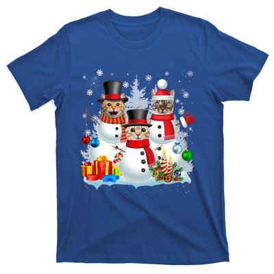 Cat Snow Santa Christmas Light Cat Mom Cat Dad Cat Lover Gift T-Shirt