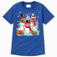 Cat Snow Santa Christmas Light Cat Mom Cat Dad Cat Lover Gift Tall T-Shirt