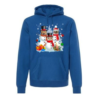 Cat Snow Santa Christmas Light Cat Mom Cat Dad Cat Lover Gift Premium Hoodie