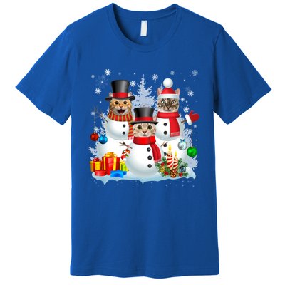 Cat Snow Santa Christmas Light Cat Mom Cat Dad Cat Lover Gift Premium T-Shirt