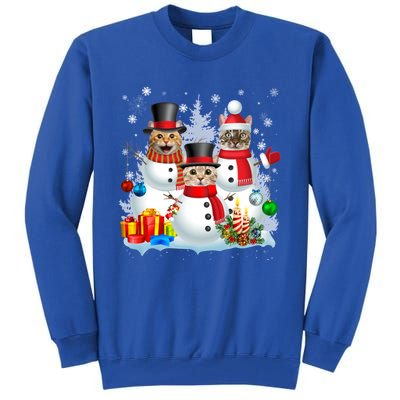 Cat Snow Santa Christmas Light Cat Mom Cat Dad Cat Lover Gift Tall Sweatshirt