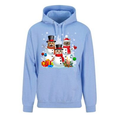 Cat Snow Santa Christmas Light Cat Mom Cat Dad Cat Lover Gift Unisex Surf Hoodie