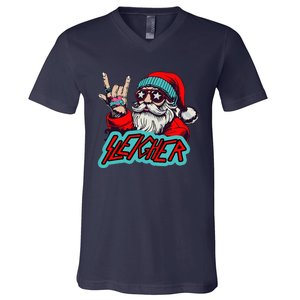 Christmas Sleigher Santa Rock Xmas Rocker V-Neck T-Shirt