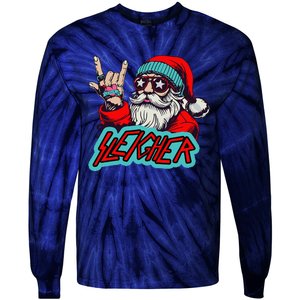 Christmas Sleigher Santa Rock Xmas Rocker Tie-Dye Long Sleeve Shirt