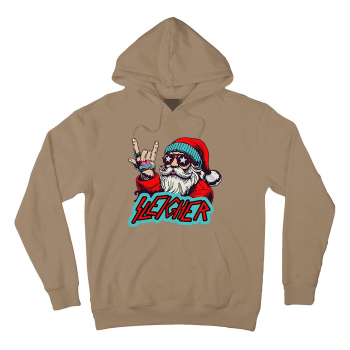 Christmas Sleigher Santa Rock Xmas Rocker Hoodie