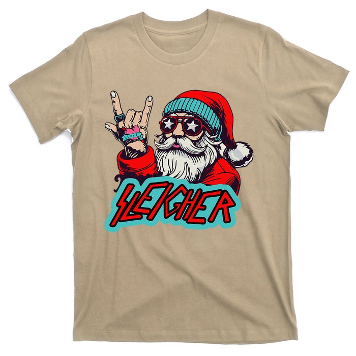 Christmas Sleigher Santa Rock Xmas Rocker T-Shirt