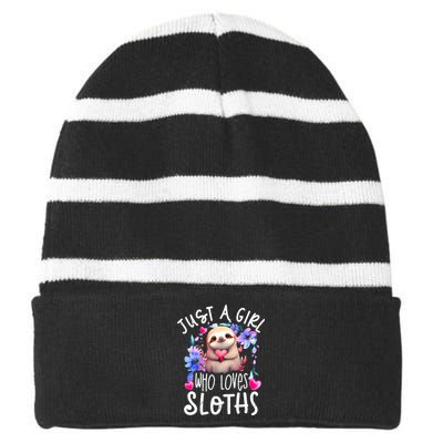 Cute Sloth , Sloth Lover Tee, Sloth , Sloth Striped Beanie with Solid Band