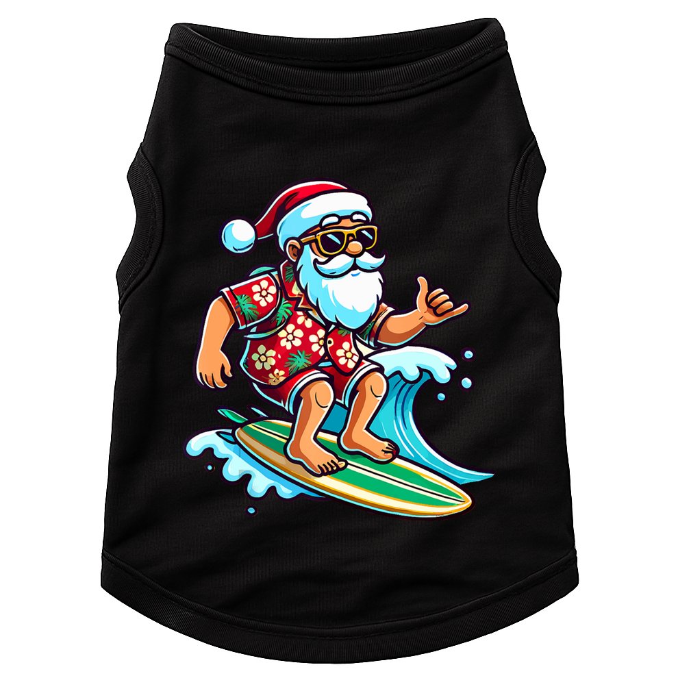 Cool Surfing Santa Christmas In July Summer Beach Party Tank Top Doggie Tank